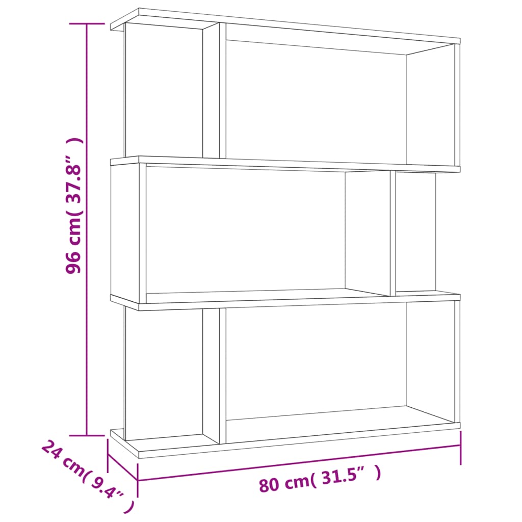 Boekenkast/Kamerscherm 80X24X96 Cm Bewerkt Hout Betongrijs