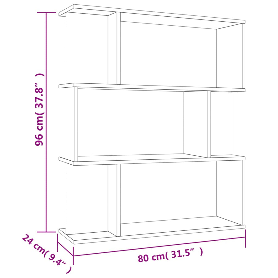 Boekenkast/Kamerscherm 80X24X96 Cm Bewerkt Hout Betongrijs
