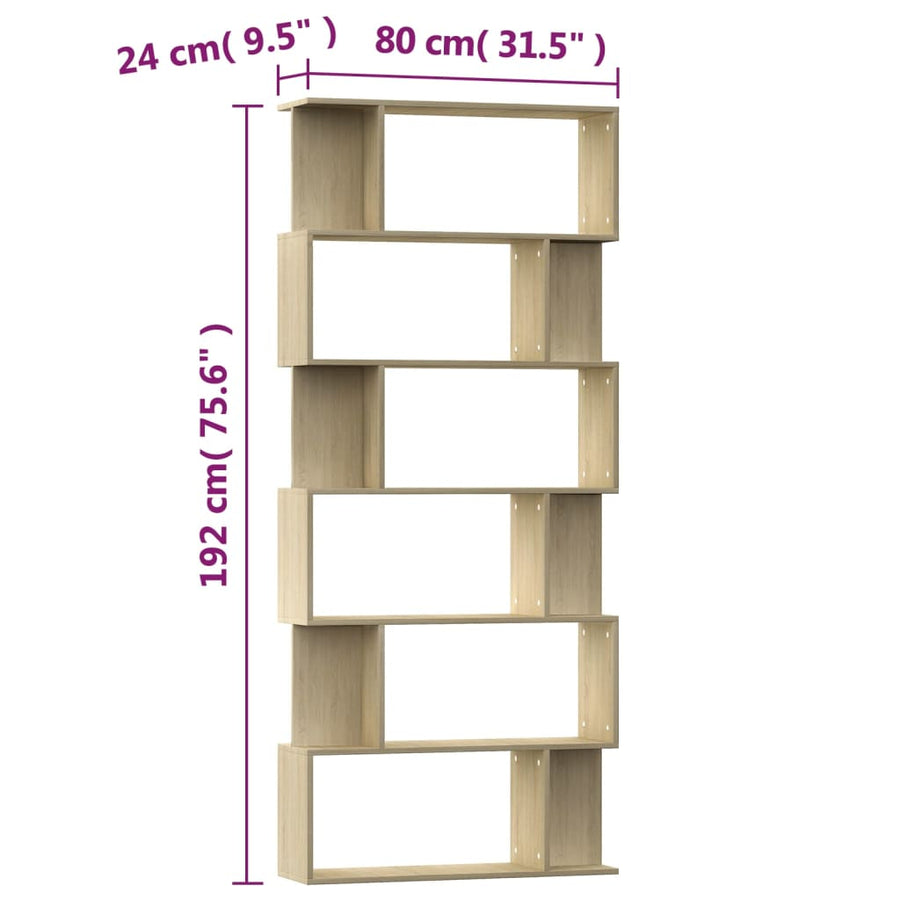 Boekenkast/Kamerscherm 80X24X92 Cm Spaanplaat Sonoma eiken