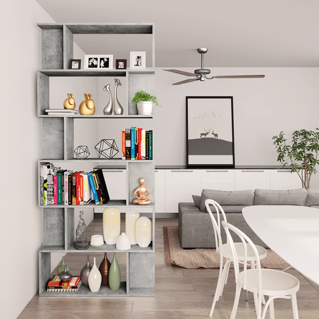 Boekenkast/Kamerscherm 80X24X92 Cm Spaanplaat Betongrijs
