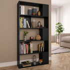 Boekenkast kamerscherm 80x24x159 cm bewerkt hout zwart