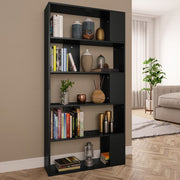 Boekenkast kamerscherm 80x24x159 cm bewerkt hout zwart