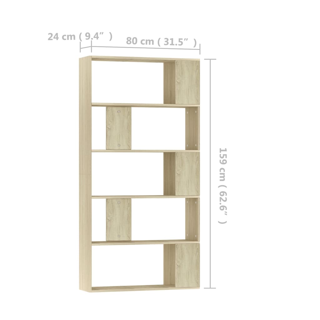 Boekenkast/Kamerscherm 80X24X59 Cm Bewerkt Hout Sonoma eiken