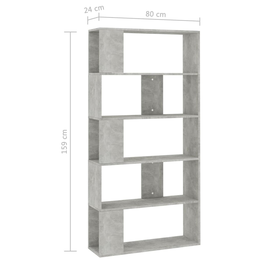 Boekenkast/kamerscherm 80x24x159 cm bewerkt hout betongrijs Betongrijs