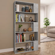 Boekenkast kamerscherm 80x24x159 cm bewerkt hout betongrijs