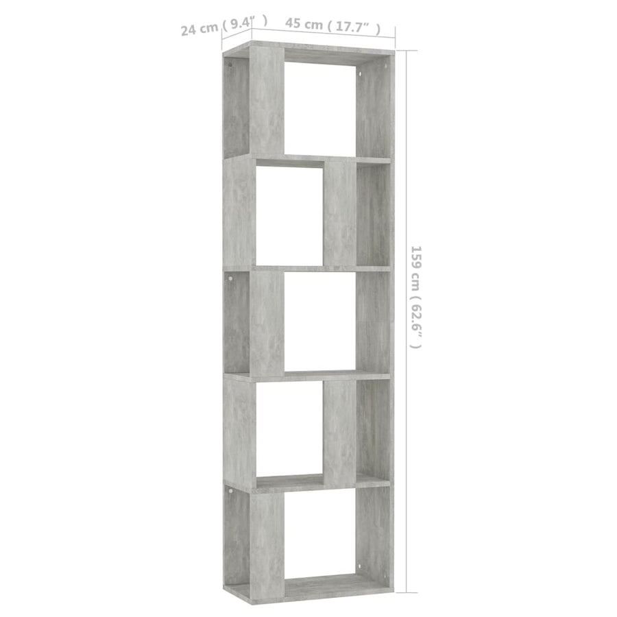 Boekenkast/Kamerscherm 45X24X59 Cm Bewerkt Hout Betongrijs