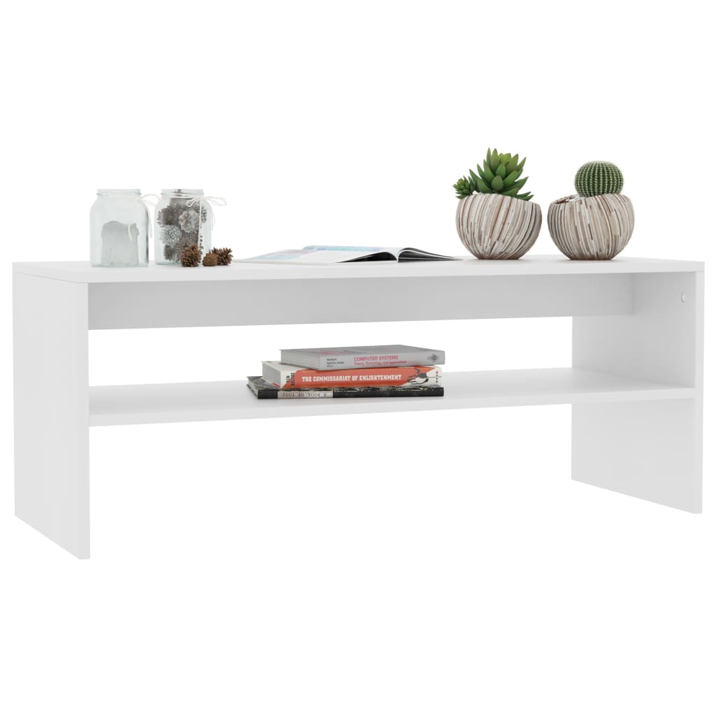 Salontafel 100X40X40 Cm Bewerkt Hout Wit