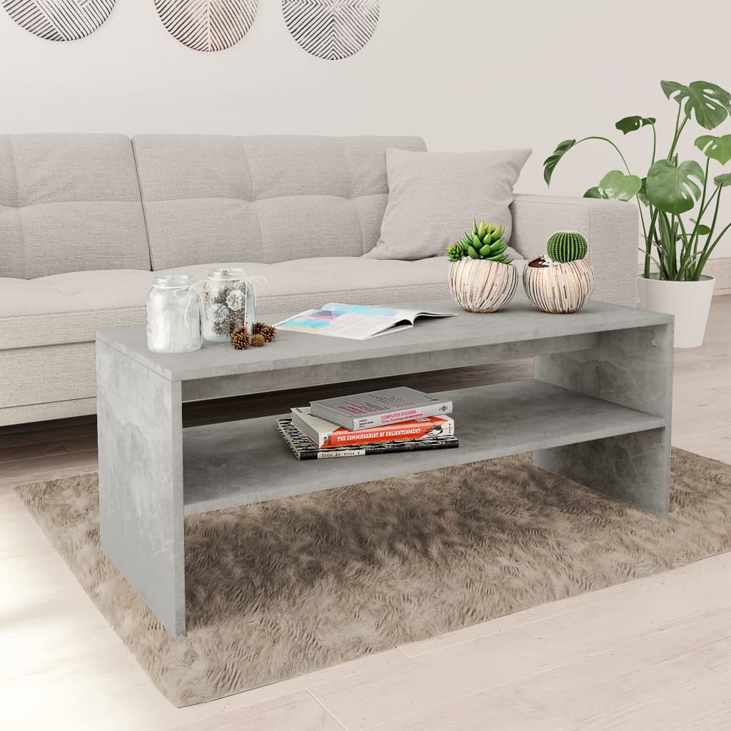 Salontafel 100x40x40 cm bewerkt hout betongrijs