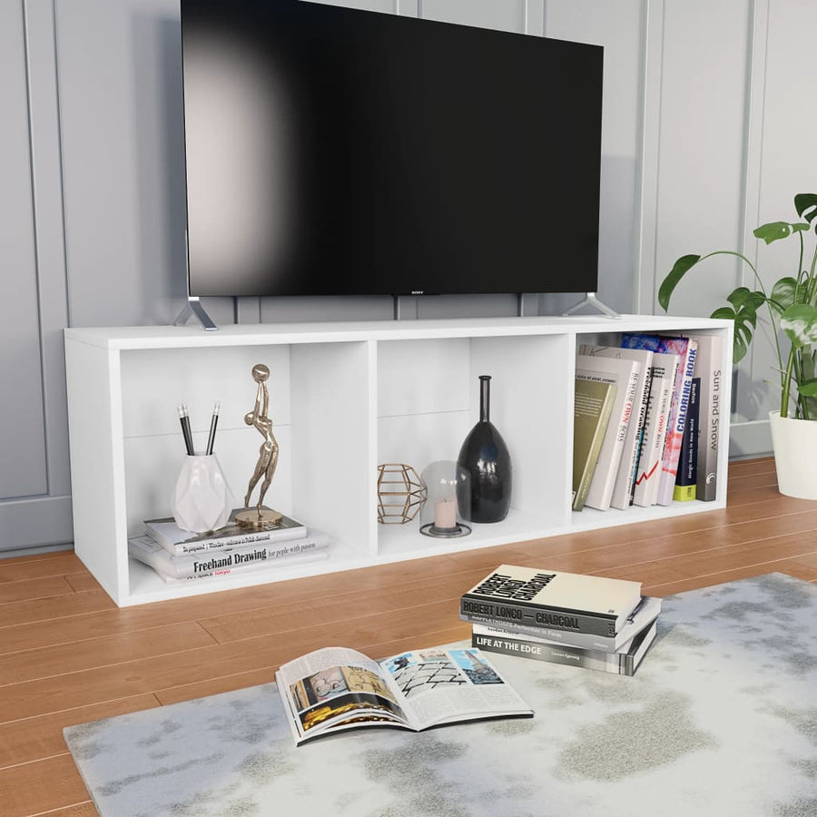 Boekenkast/Tv-Meubel Bewerkt Hout 36 x 30 x 114 cm Wit