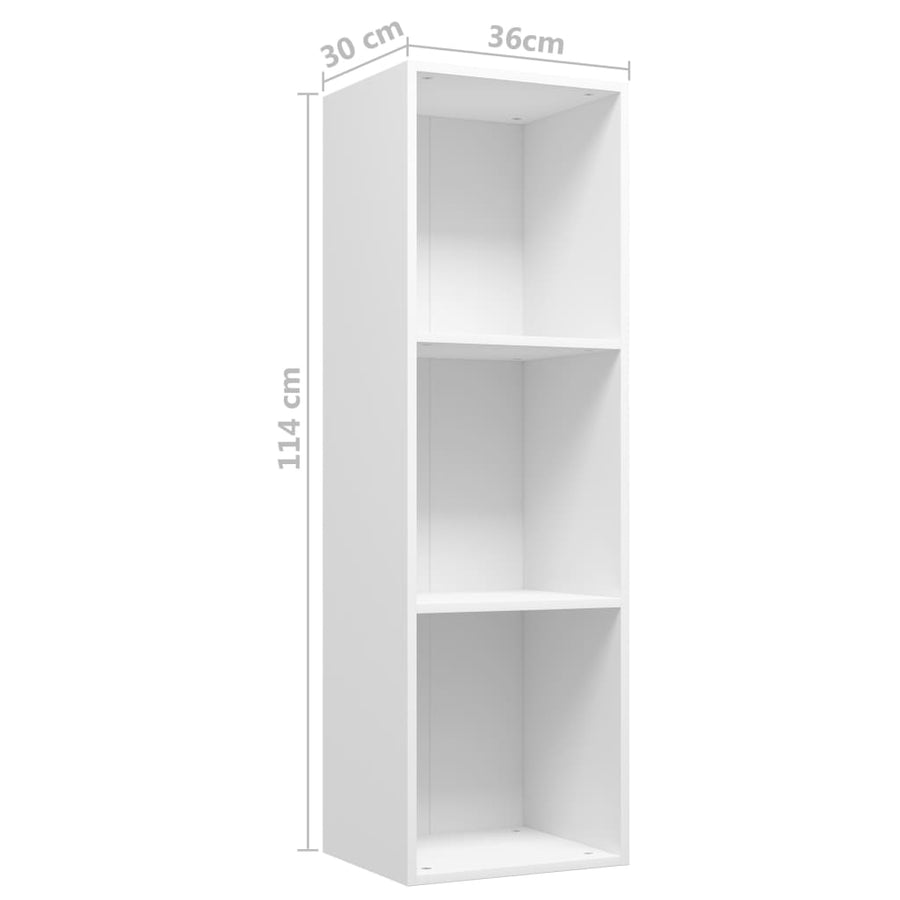 Boekenkast/Tv-Meubel Bewerkt Hout 36 x 30 x 114 cm Wit