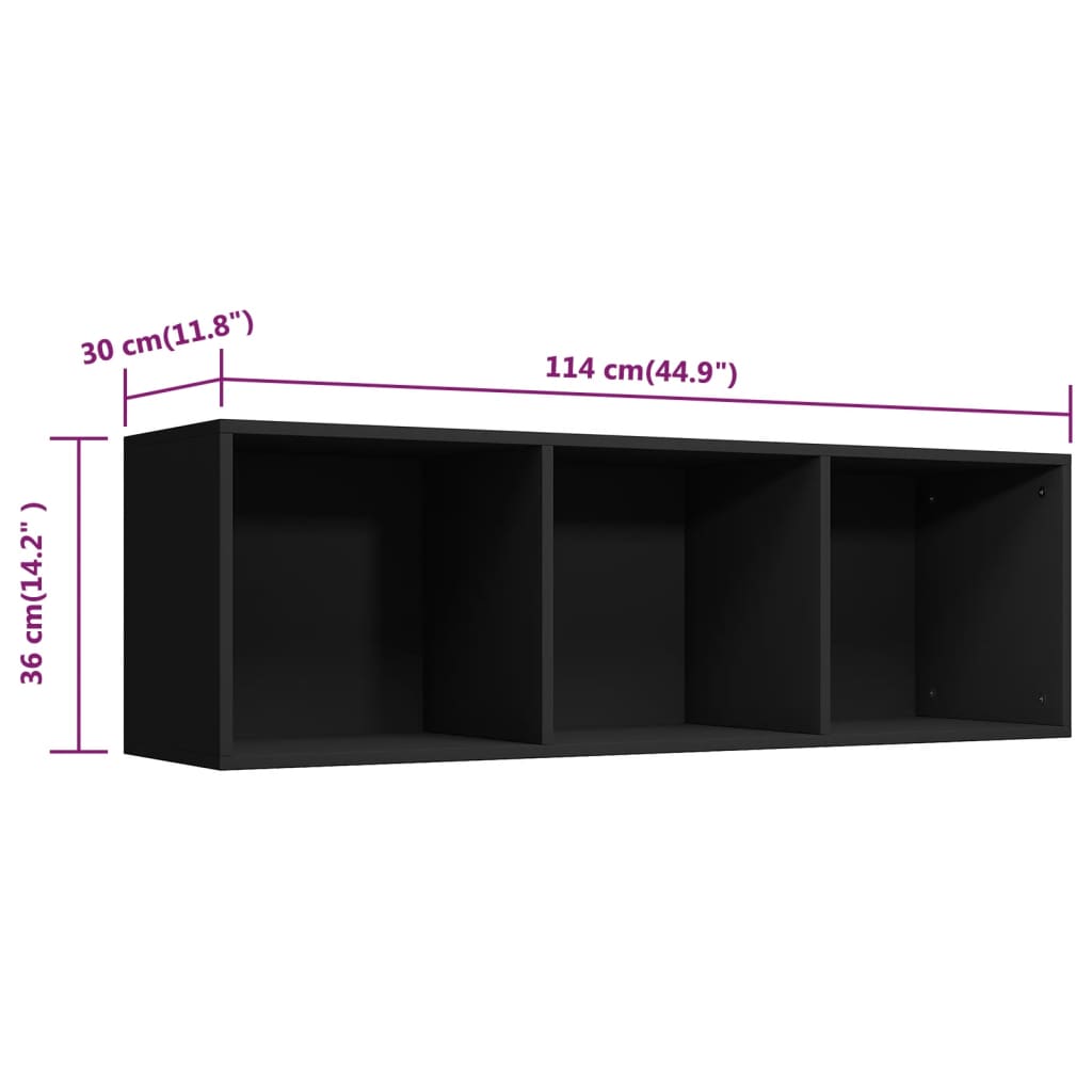 Boekenkast/Tv-Meubel Bewerkt Hout 36 x 30 x 114 cm Zwart