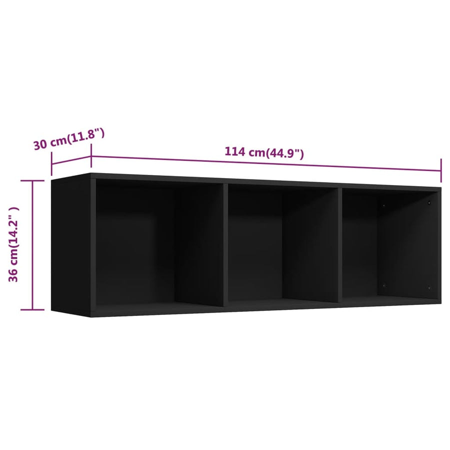Boekenkast/Tv-Meubel Bewerkt Hout 36 x 30 x 114 cm Zwart