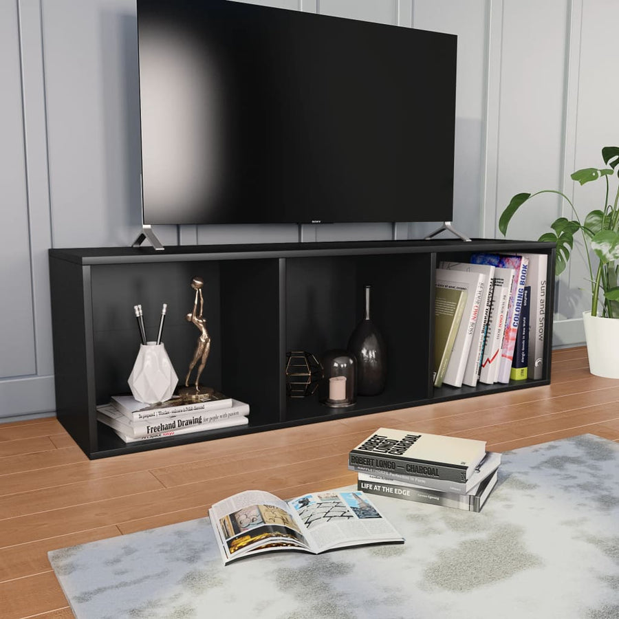 Boekenkast/Tv-Meubel Bewerkt Hout 36 x 30 x 114 cm Zwart