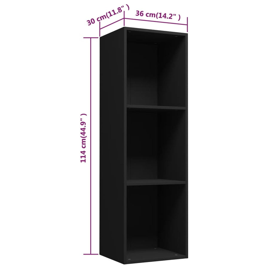 Boekenkast/Tv-Meubel Bewerkt Hout 36 x 30 x 114 cm Zwart