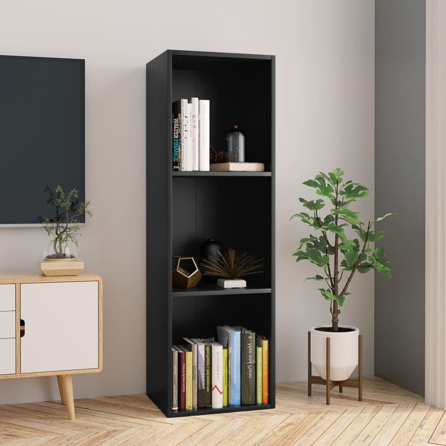 Boekenkast/Tv-Meubel Bewerkt Hout 36 x 30 x 114 cm Zwart