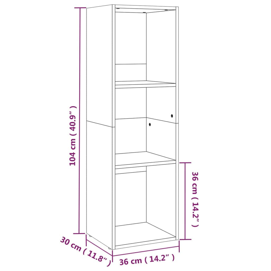 Boekenkast/Tv-Meubel 36X30X4Cm Bewerkt Hout Kleur 36 x 30 x 114 cm Sonoma eiken