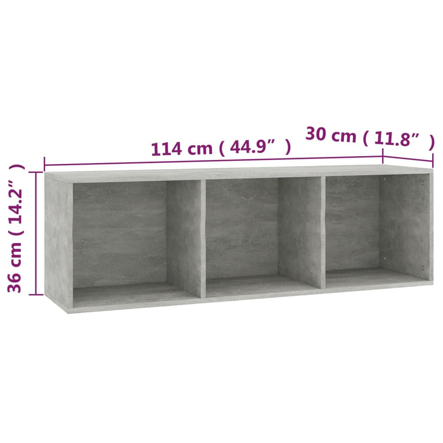 Boekenkast/Tv-Meubel Bewerkt Hout 36 x 30 x 114 cm Betongrijs