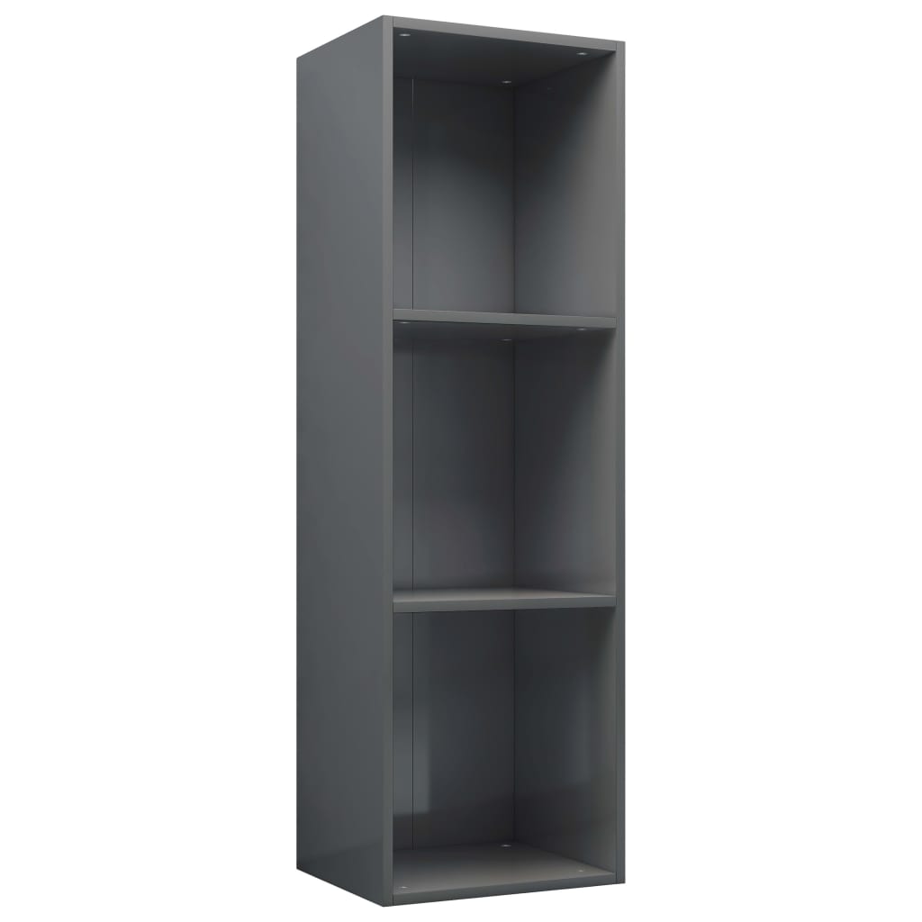 Boekenkast/Tv-Meubel Bewerkt Hout 36 x 30 x 114 cm Hoogglans grijs