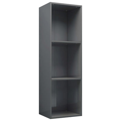 Boekenkast/Tv-Meubel Bewerkt Hout 36 x 30 x 114 cm Hoogglans grijs