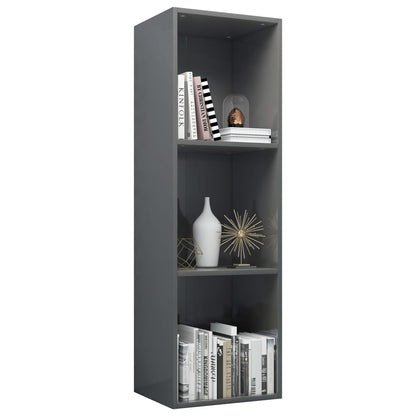Boekenkast/Tv-Meubel Bewerkt Hout 36 x 30 x 114 cm Hoogglans grijs