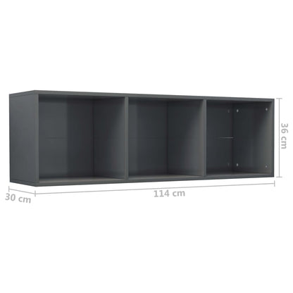 Boekenkast/Tv-Meubel Bewerkt Hout 36 x 30 x 114 cm Hoogglans grijs