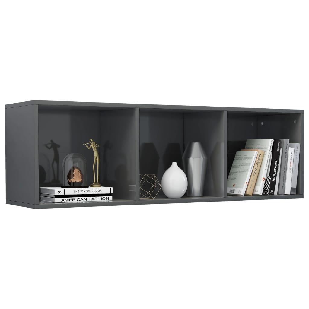 Boekenkast/Tv-Meubel Bewerkt Hout 36 x 30 x 114 cm Hoogglans grijs
