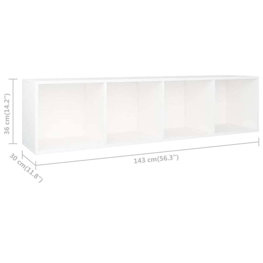 Boekenkast/Tv-Meubel Bewerkt Hout 36 x 30 x 143 cm Wit