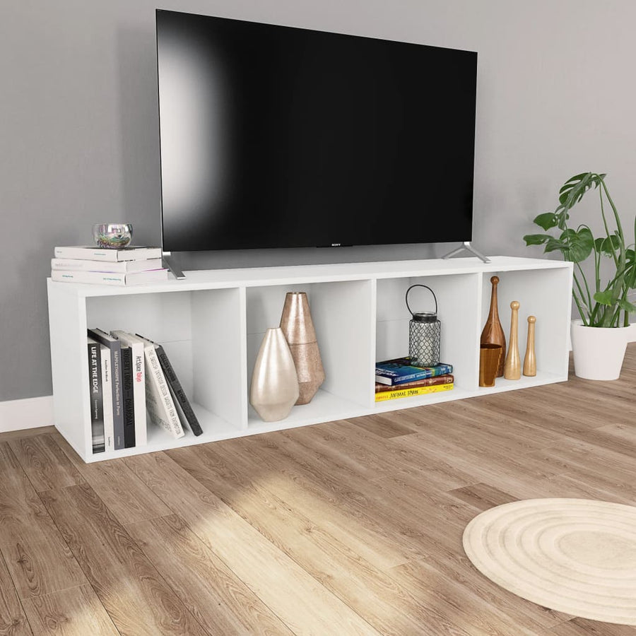 Boekenkast/Tv-Meubel Bewerkt Hout 36 x 30 x 143 cm Wit