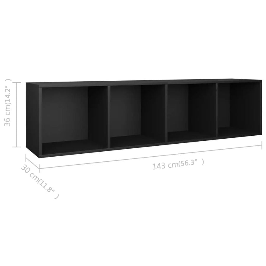 Boekenkast/Tv-Meubel Bewerkt Hout 36 x 30 x 143 cm Zwart