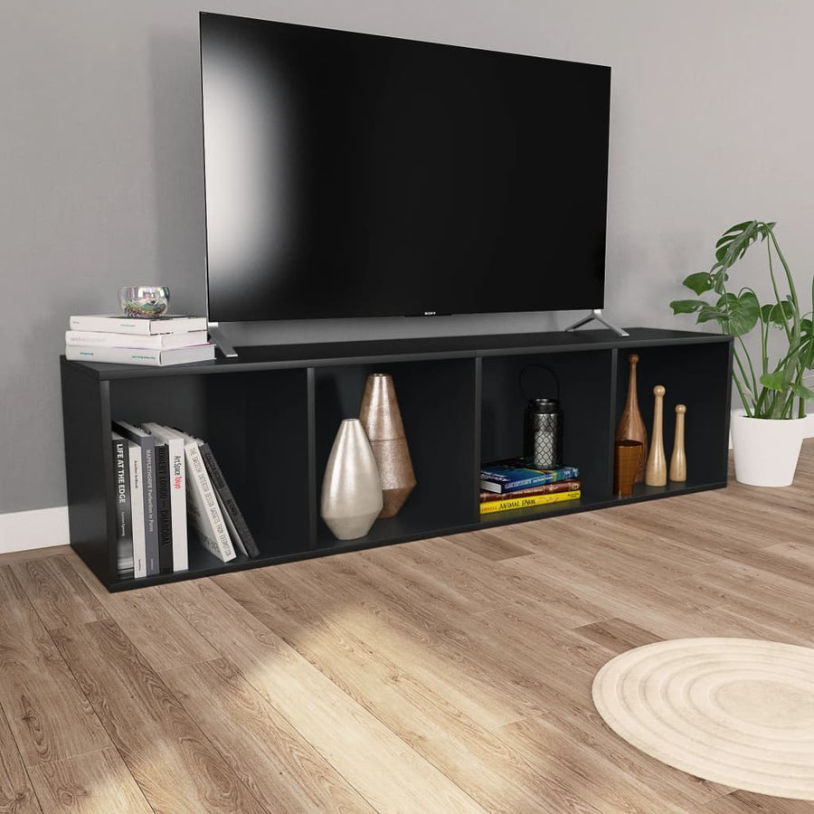 Boekenkast/Tv-Meubel Bewerkt Hout 36 x 30 x 143 cm Zwart
