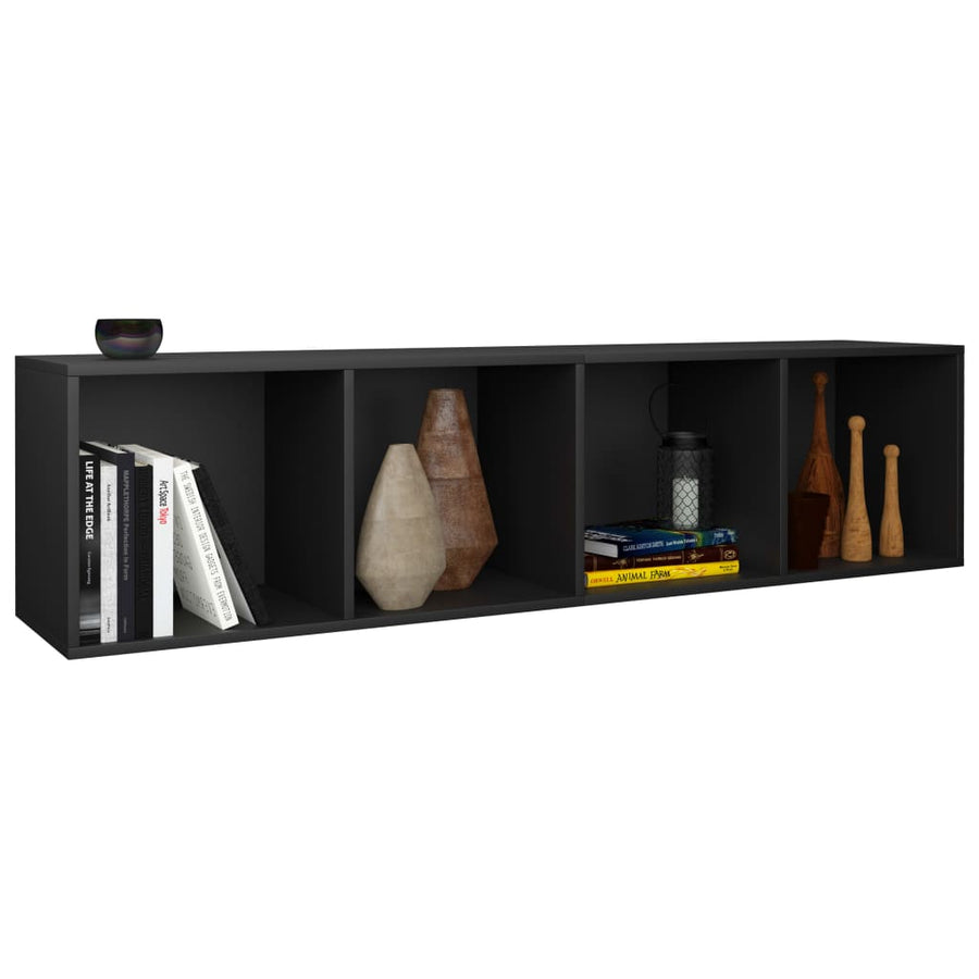 Boekenkast/Tv-Meubel Bewerkt Hout 36 x 30 x 143 cm Zwart