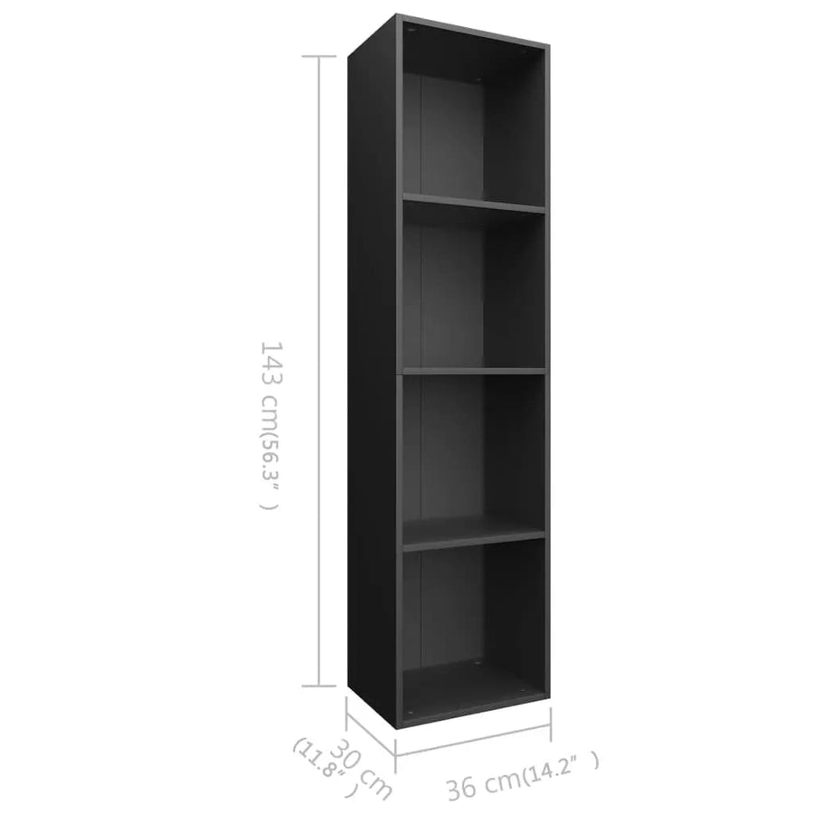 Boekenkast/Tv-Meubel Bewerkt Hout 36 x 30 x 143 cm Zwart