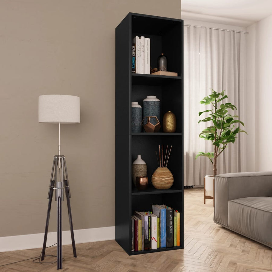 Boekenkast/Tv-Meubel Bewerkt Hout 36 x 30 x 143 cm Zwart