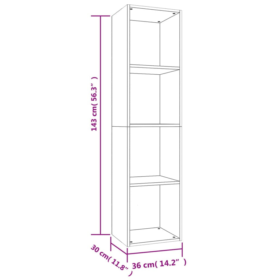 Boekenkast/Tv-Meubel Bewerkt Hout 36 x 30 x 143 cm Betongrijs
