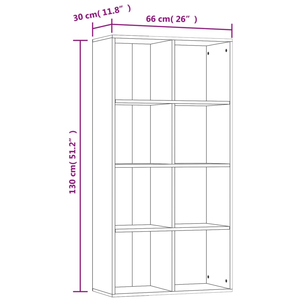Boekenkast/Dressoir Bewerkt Hout 66 x 30 x 130 cm Betongrijs