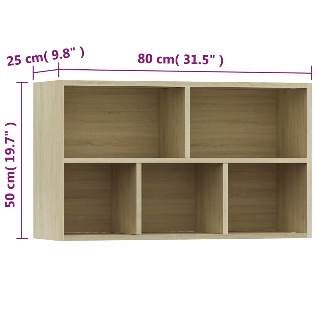Boekenkast/Dressoir 50X25X80 Cm Spaanplaat Kleurig Sonoma eiken
