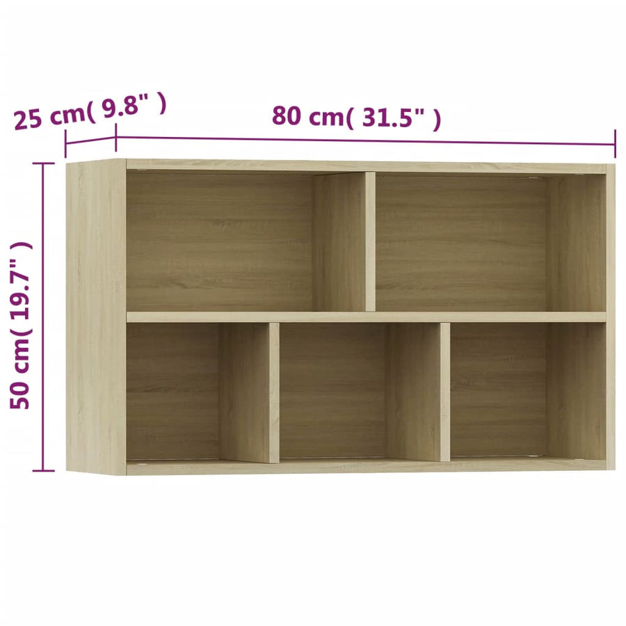 Boekenkast/Dressoir 50X25X80 Cm Spaanplaat Kleurig Sonoma eiken