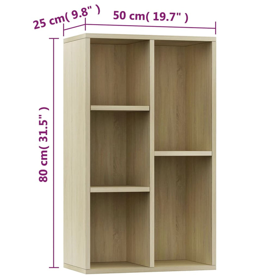 Boekenkast/Dressoir 50X25X80 Cm Spaanplaat Kleurig Sonoma eiken