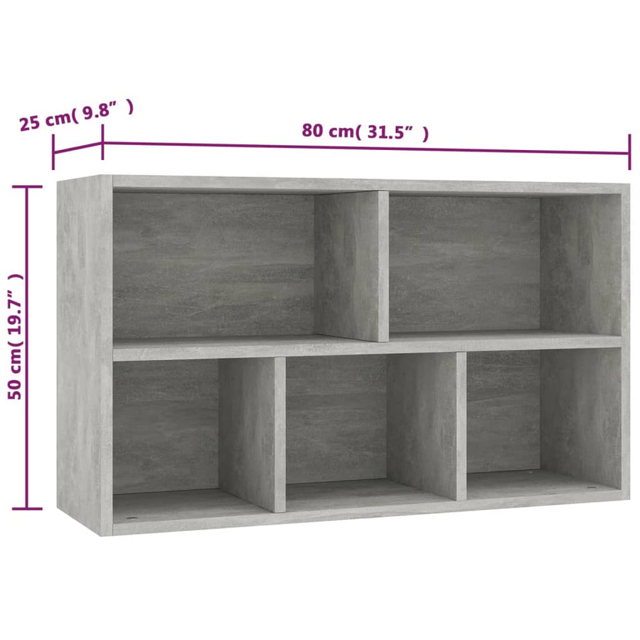 Boekenkast/Dressoir 50X25X80 Cm Spaanplaat Betongrijs