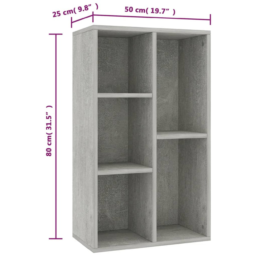 Boekenkast/Dressoir 50X25X80 Cm Spaanplaat Betongrijs