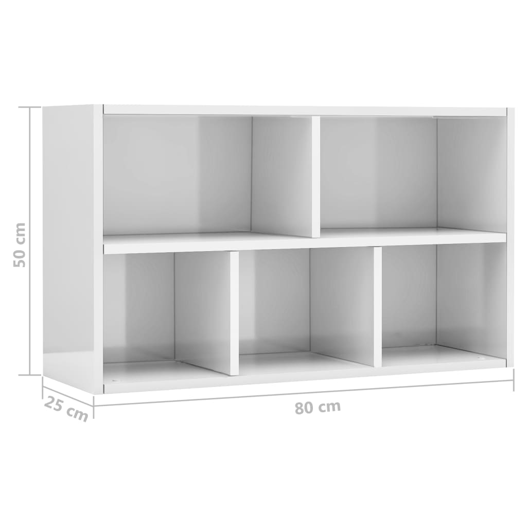 Boekenkast/Dressoir 50X25X80 Cm Spaanplaat Hoogglans wit