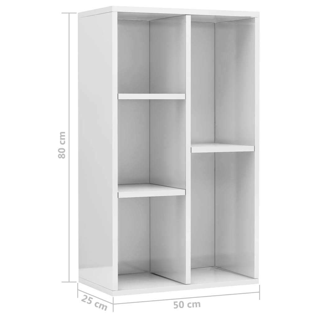 Boekenkast/Dressoir 50X25X80 Cm Spaanplaat Hoogglans wit