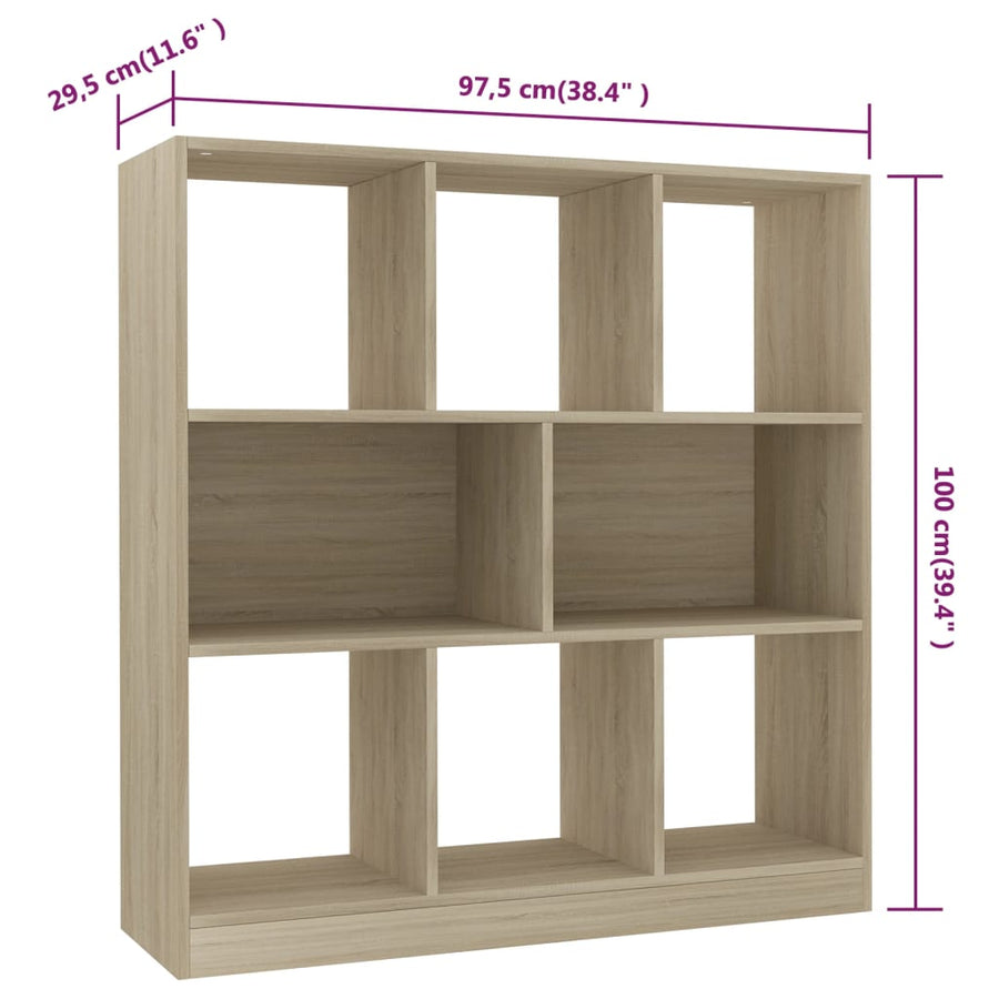 Boekenkast 97,5X29,5X00 Cm Bewerkt Hout Kleurig Sonoma eiken