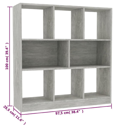 Boekenkast 97,5X29,5X00 Cm Bewerkt Hout Betongrijs