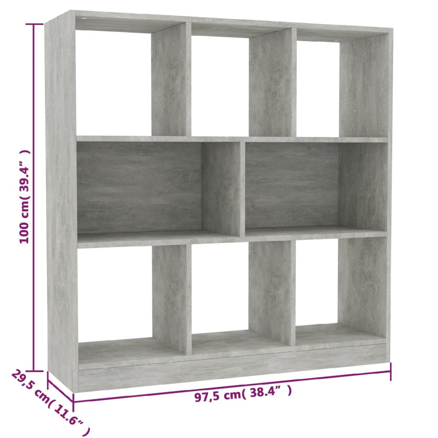 Boekenkast 97,5X29,5X00 Cm Bewerkt Hout Betongrijs