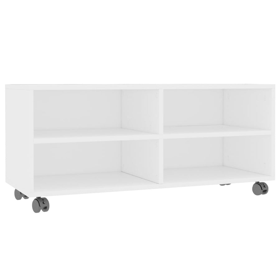 Tv-Meubel Met Wieltjes 90X35X35 Cm Bewerkt Hout Wit