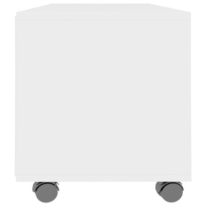 Tv-Meubel Met Wieltjes 90X35X35 Cm Bewerkt Hout Wit