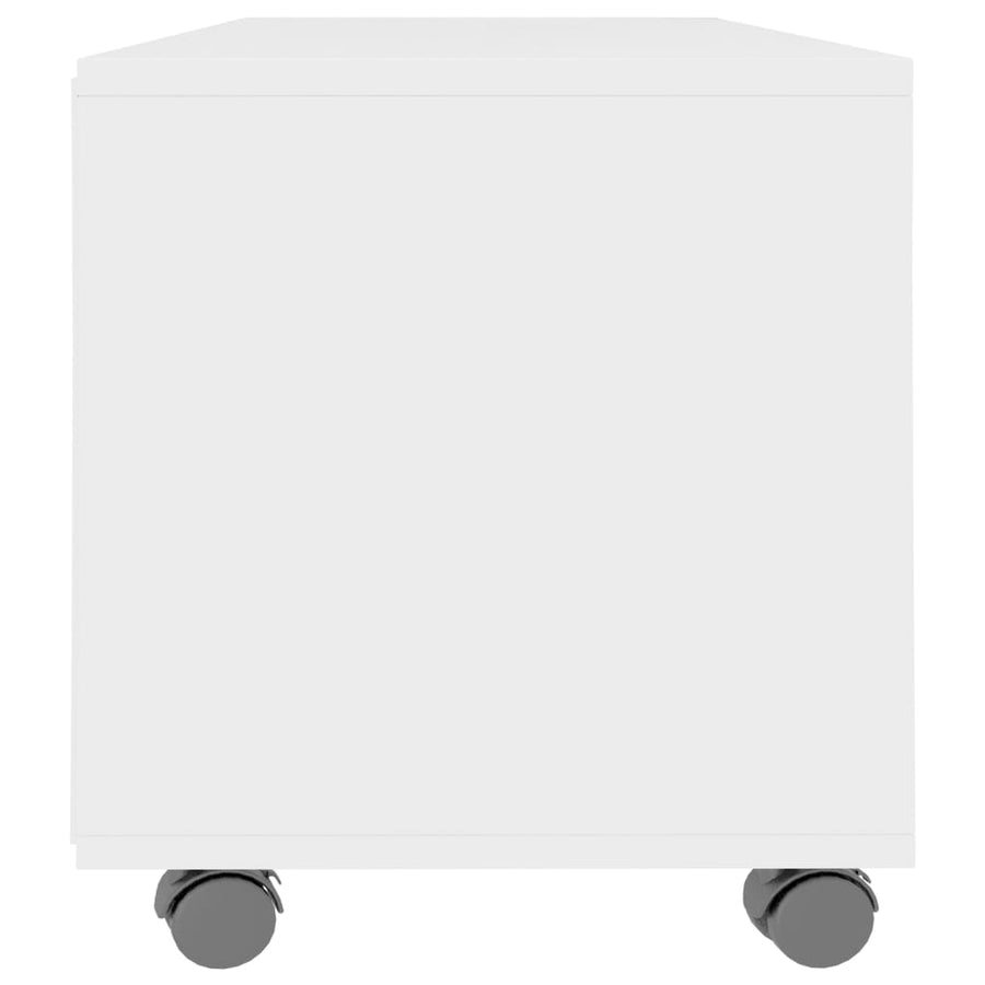 Tv-Meubel Met Wieltjes 90X35X35 Cm Bewerkt Hout Wit