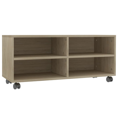 Tv-Meubel Met Wieltjes 90X35X35 Cm Spaanplaat Kleur Sonoma eiken