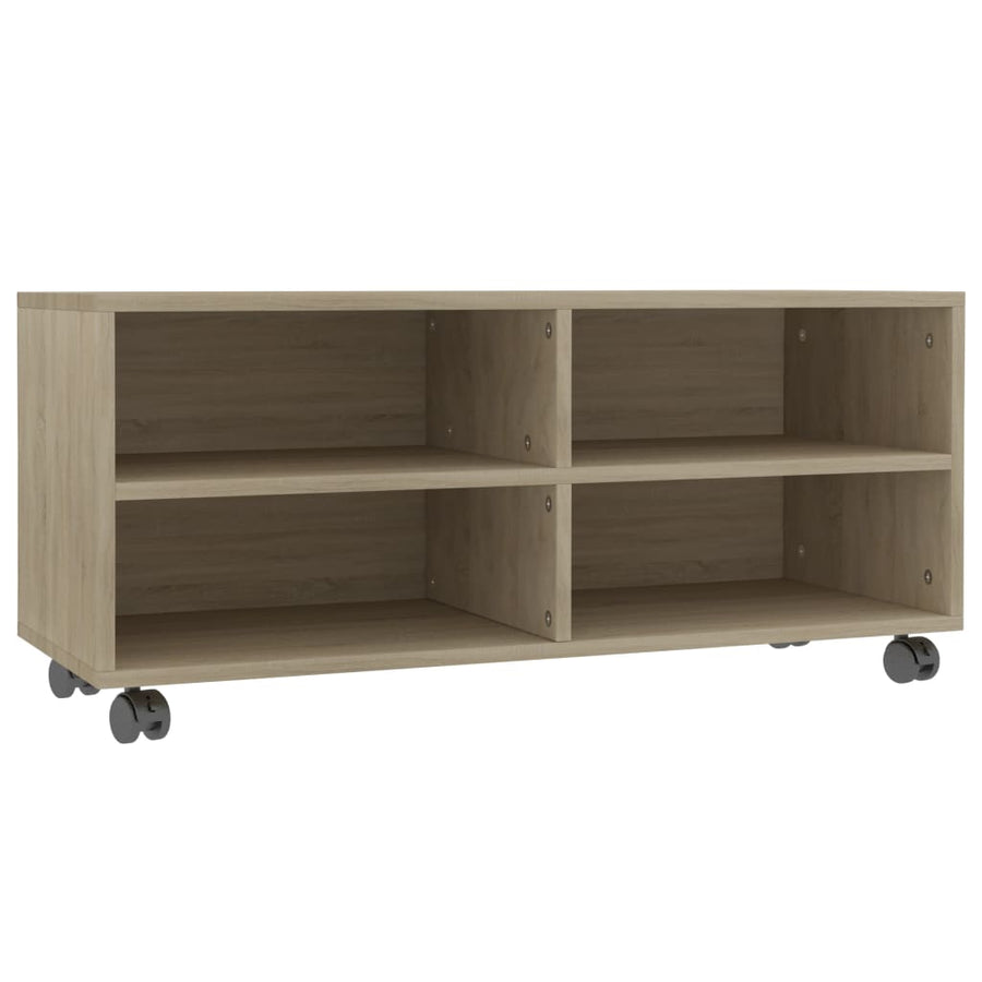 Tv-Meubel Met Wieltjes 90X35X35 Cm Spaanplaat Kleur Sonoma eiken